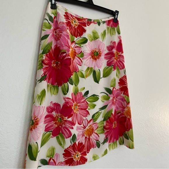 Liz Claiborne Silk Floral Print Women's Skirt size 8 aline midi spring feminine - Picture 2 of 10